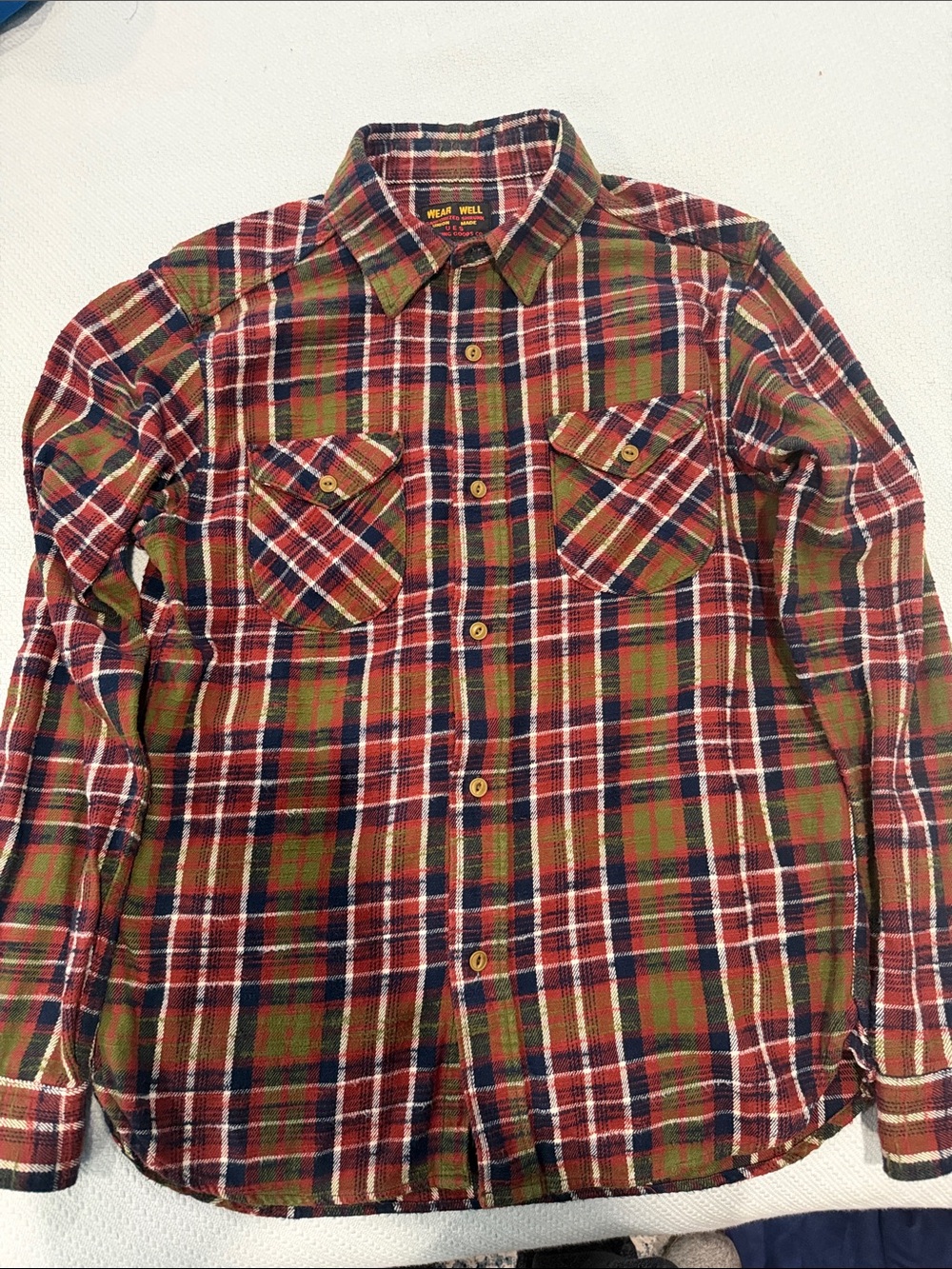 UES Japan Slubby Flannel Shirt - Red Mens size 3